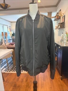 Theory green Bomber Jacket with Silver Zip